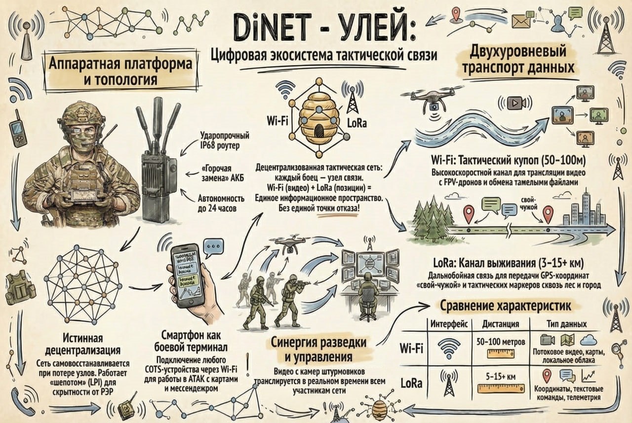 DiNET · УЛЕЙ: визуальная схема архитектуры проекта
